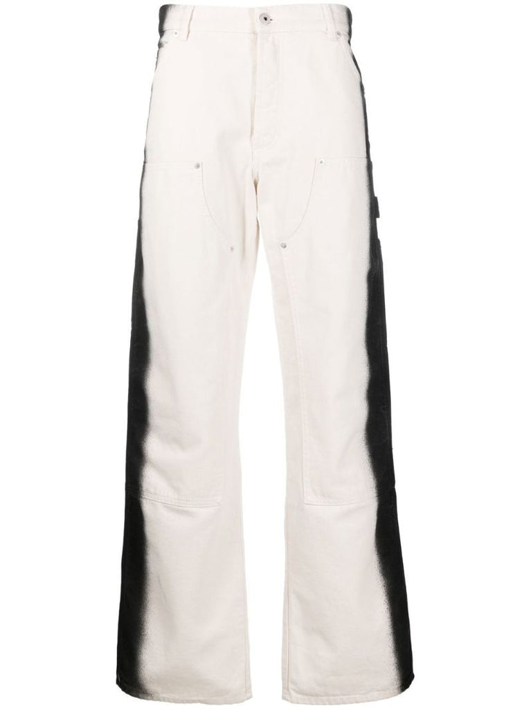 White Gradient Stripe Wide-leg Trousers