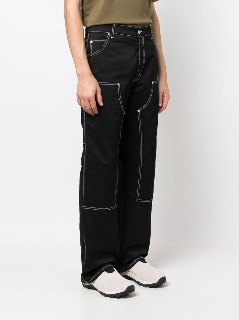 Black Contrast Stitch Wide Leg Trousers