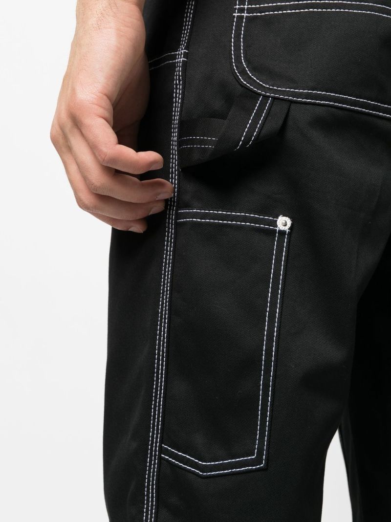 Black Contrast Stitch Wide Leg Trousers