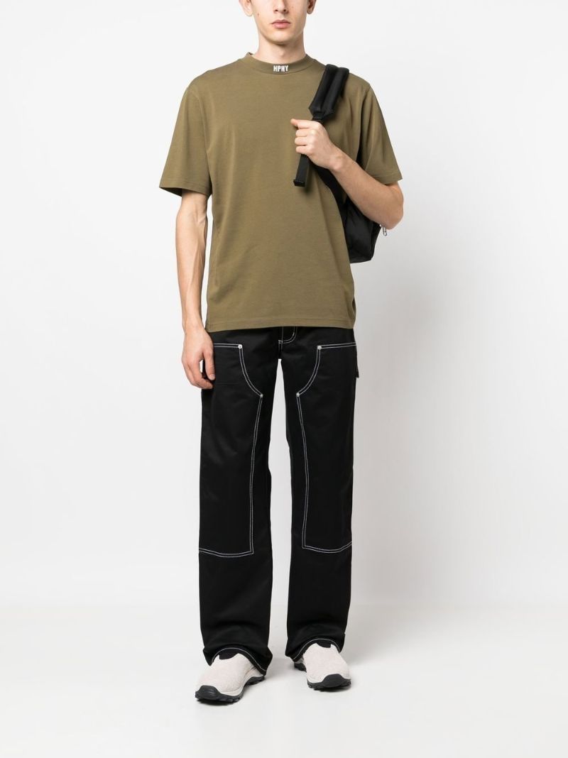 Black Contrast Stitch Wide Leg Trousers
