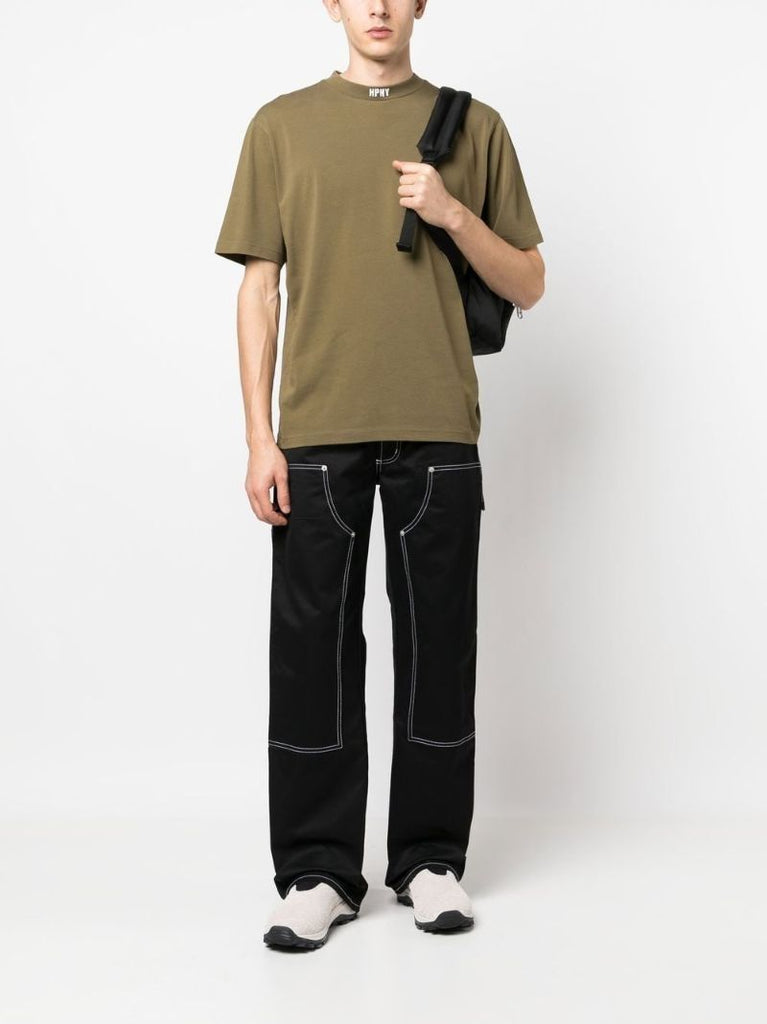 Black Contrast Stitch Wide Leg Trousers