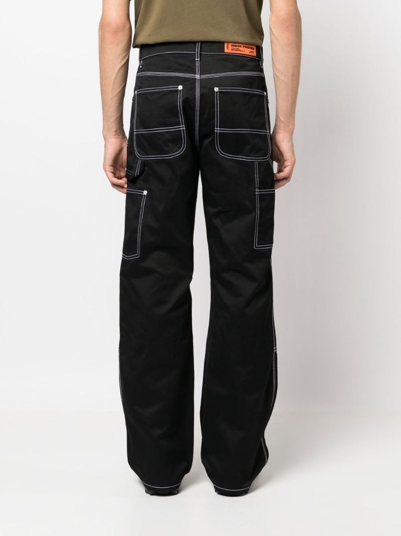 Black Contrast Stitch Wide Leg Trousers