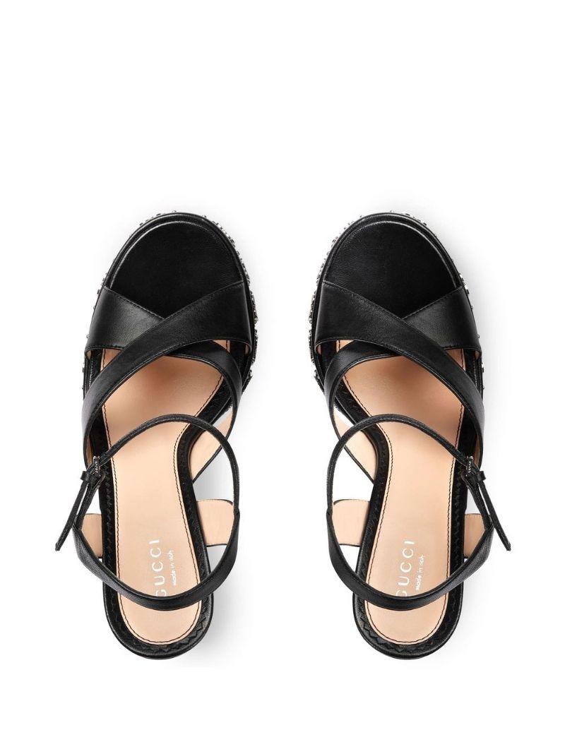 Black 155 Interlocking G Leather Sandals