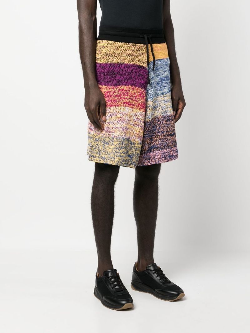 Blue Colourblock Knit Shorts