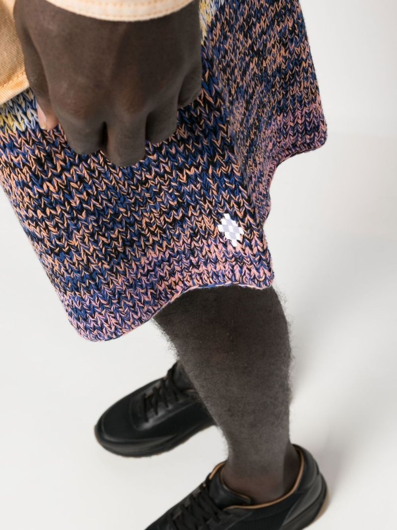 Blue Colourblock Knit Shorts