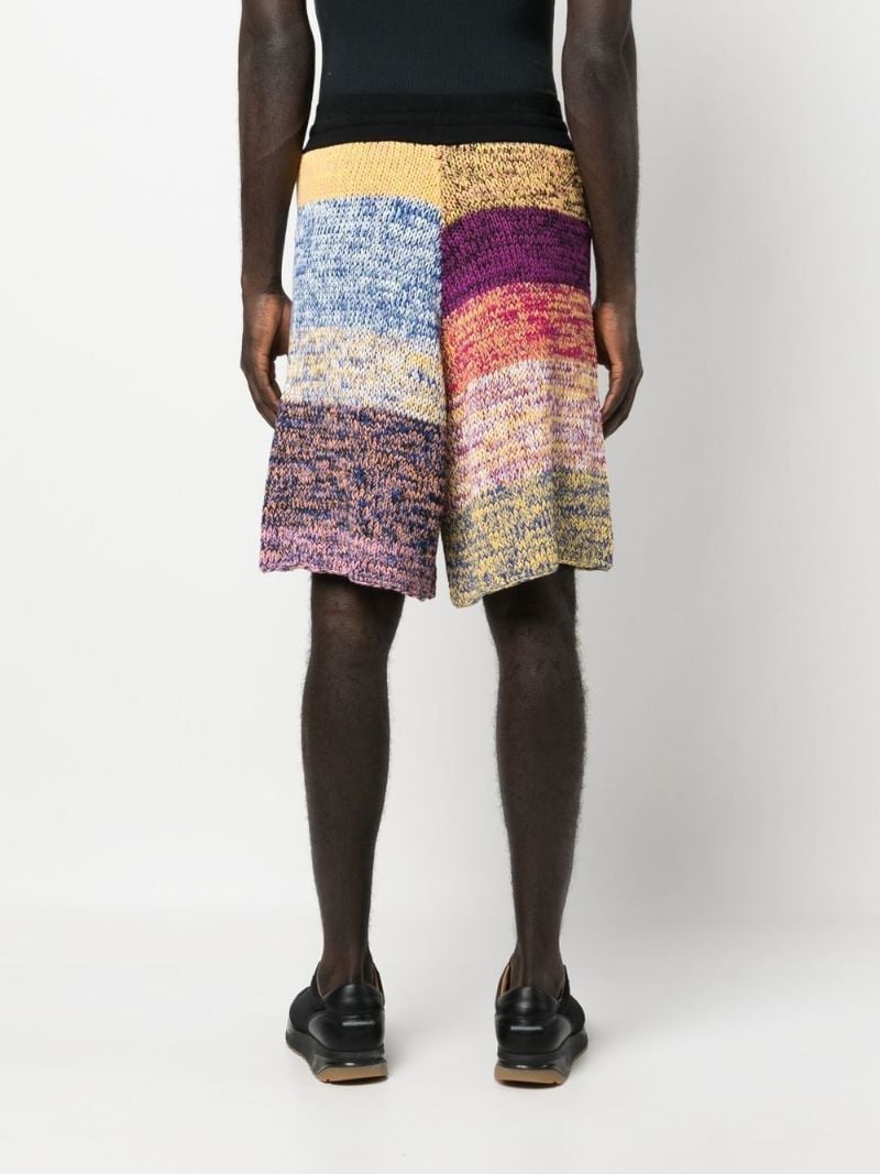 Blue Colourblock Knit Shorts