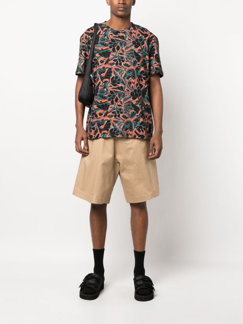 Black Floral Print Cotton T-shirt