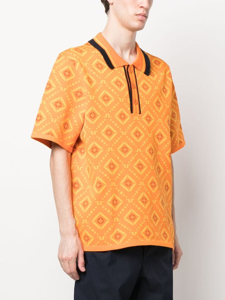 Orange Printed Golf Polo Shirt