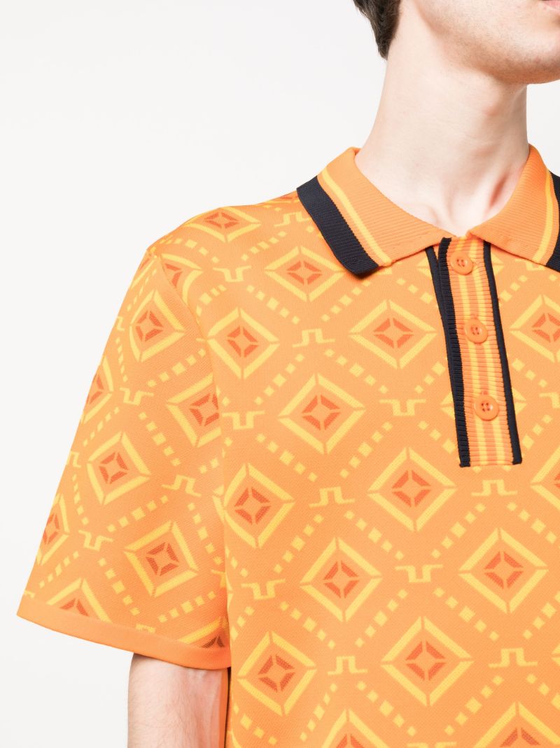 Orange Printed Golf Polo Shirt