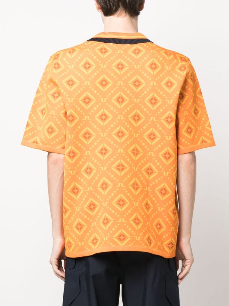 Orange Printed Golf Polo Shirt