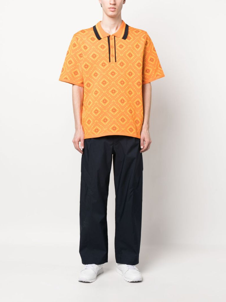 Orange Printed Golf Polo Shirt