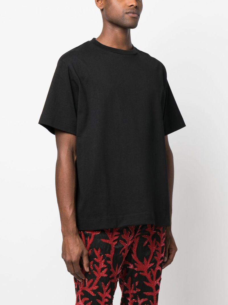 Black Faux Pearl Embellished Cotton T-shirt