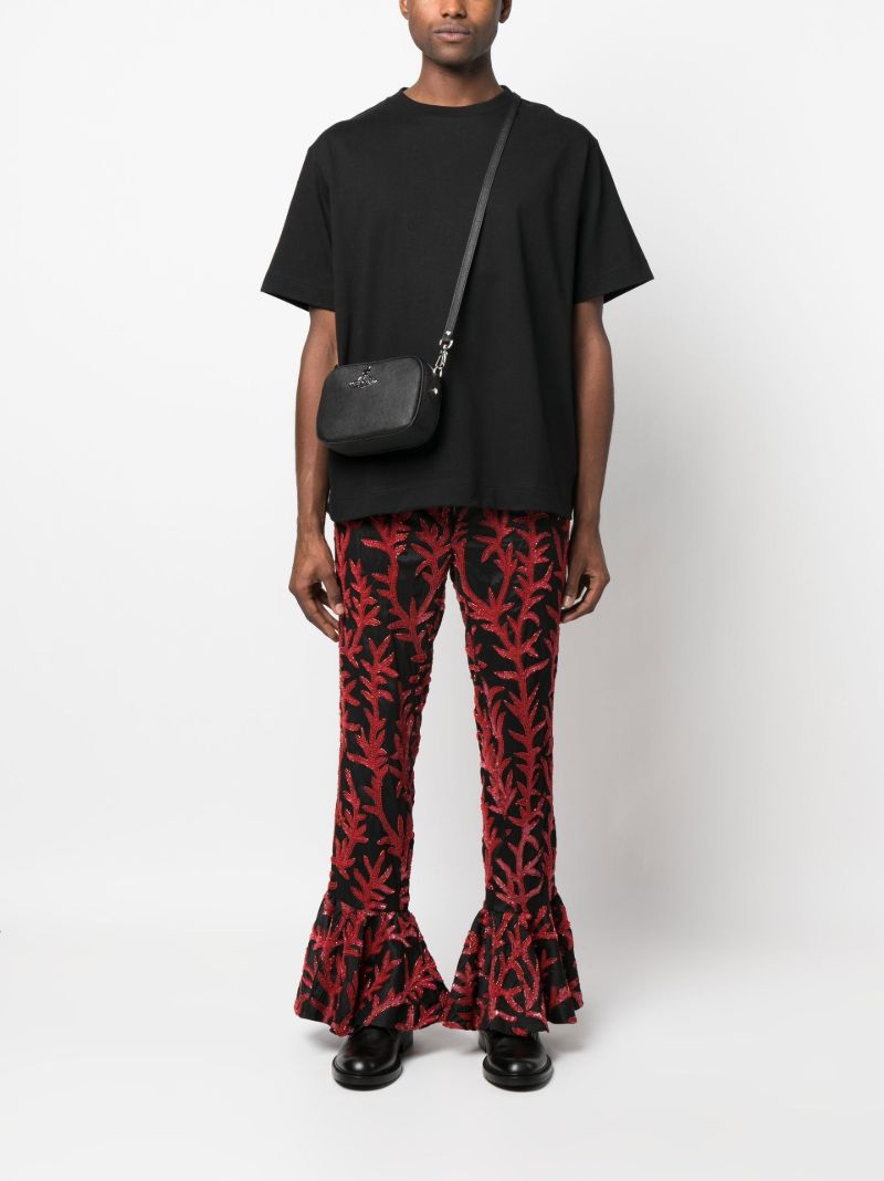 Black Faux Pearl Embellished Cotton T-shirt
