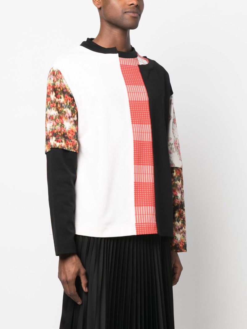 Multicolour Patchwork Print Long Sleeve T-shirt