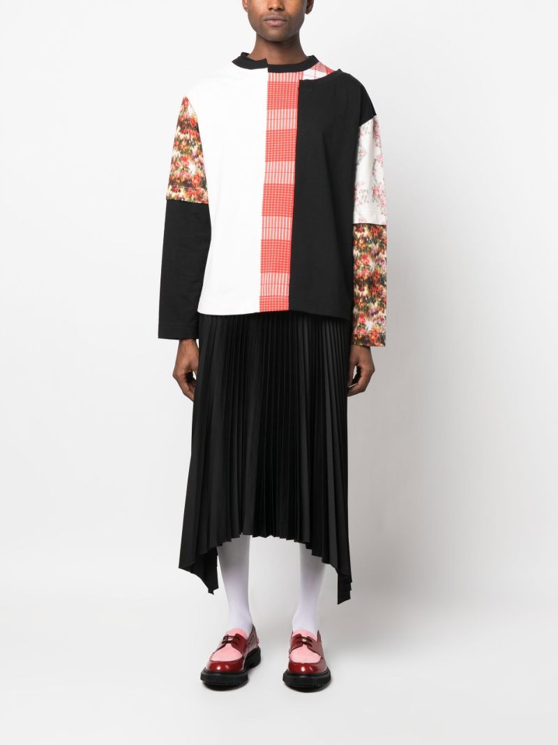 Multicolour Patchwork Print Long Sleeve T-shirt