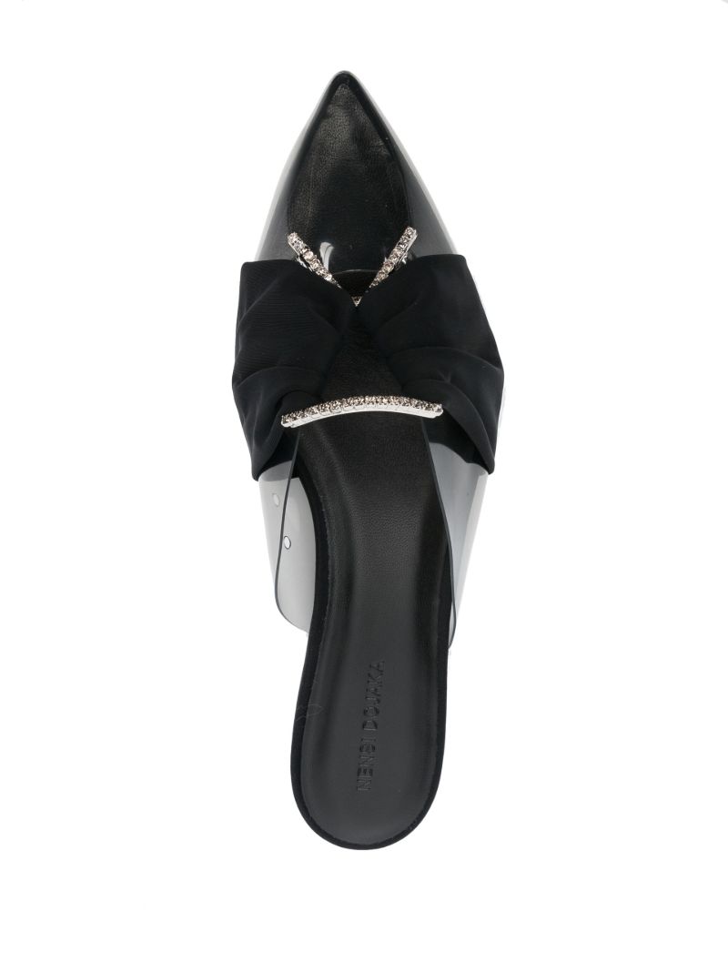 Black Crystal-embellished Mules