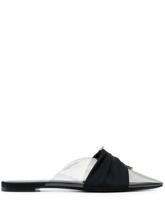 Black Crystal-embellished Mules