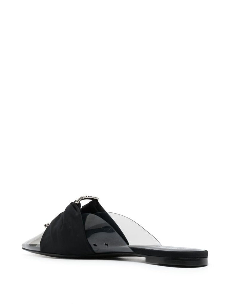 Black Crystal-embellished Mules