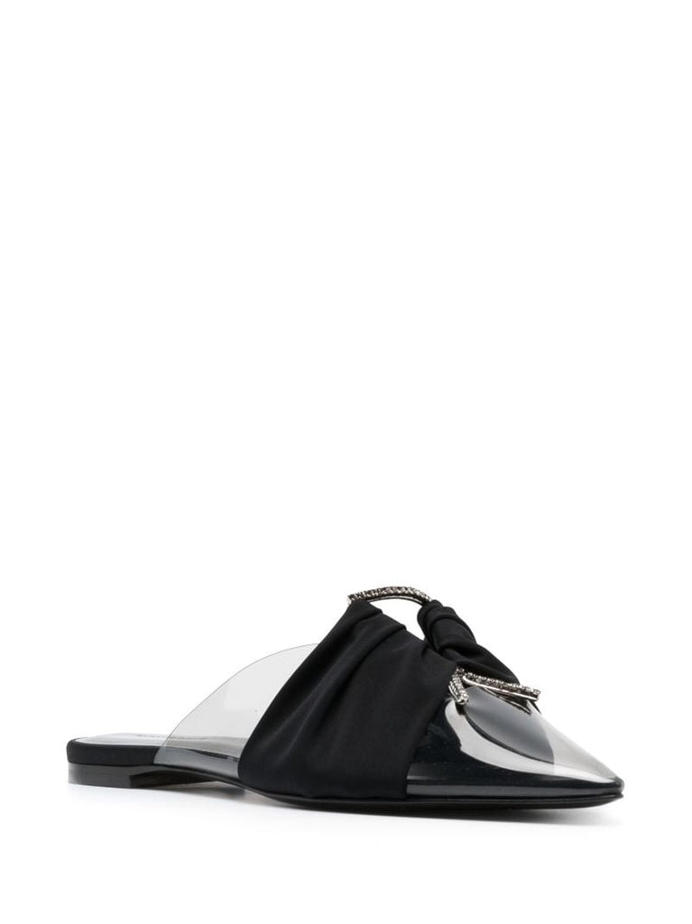Black Crystal-embellished Mules