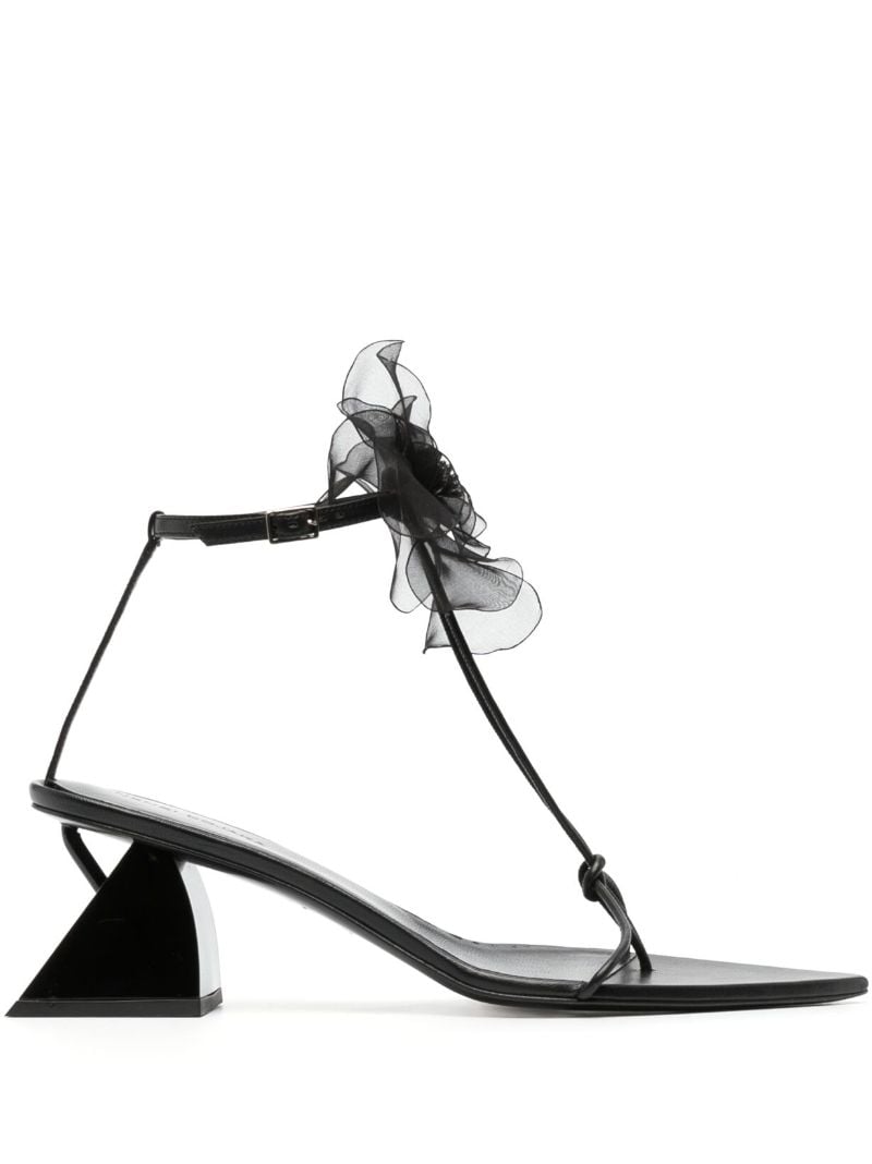 Black Flower Detail 75 Sandals