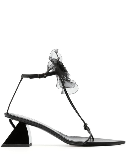 Black Flower Detail 75 Sandals
