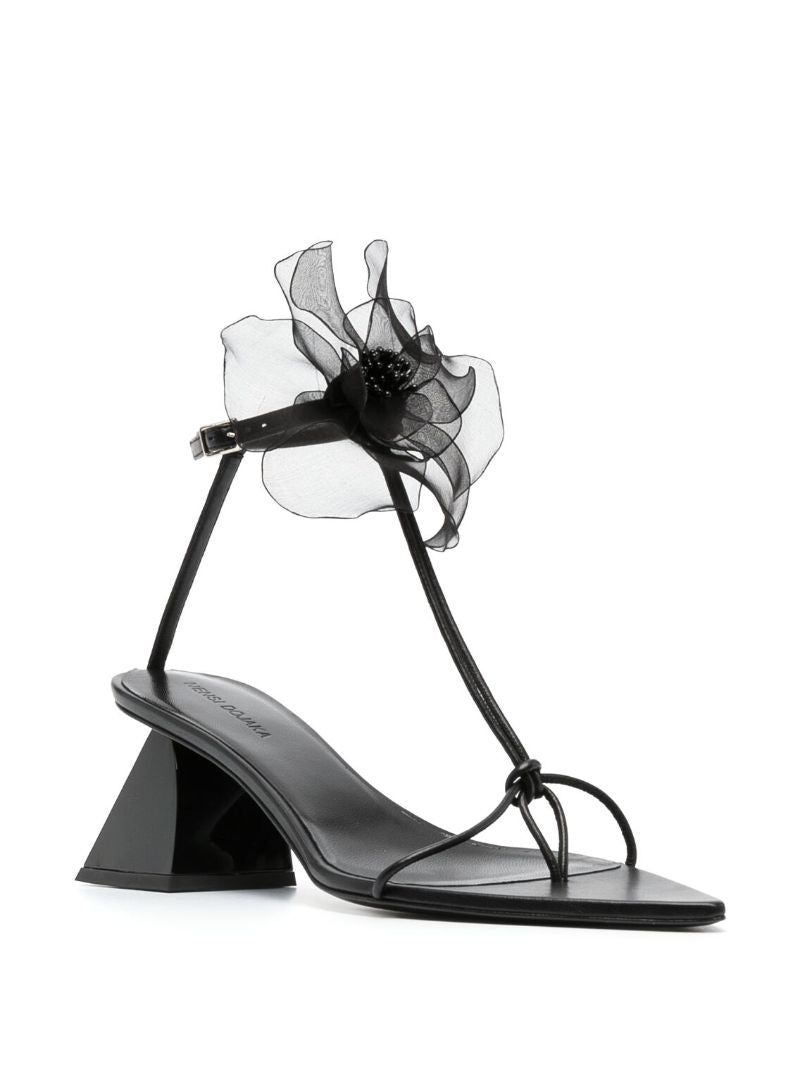 Black Flower Detail 75 Sandals