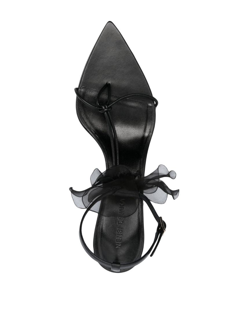 Black Flower Detail 75 Sandals