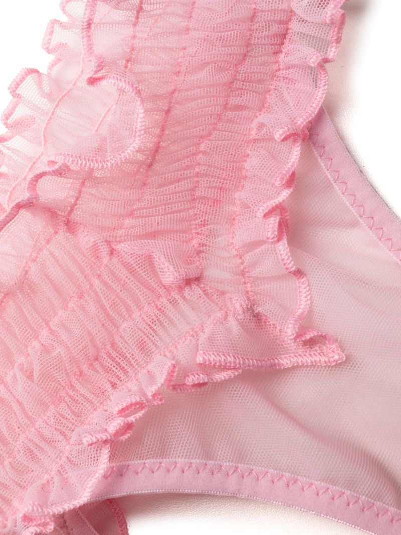 Pink Cirrus Shirred Thong