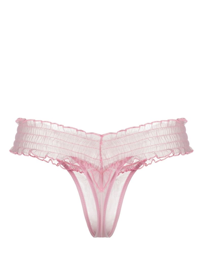 Pink Cirrus Shirred Thong