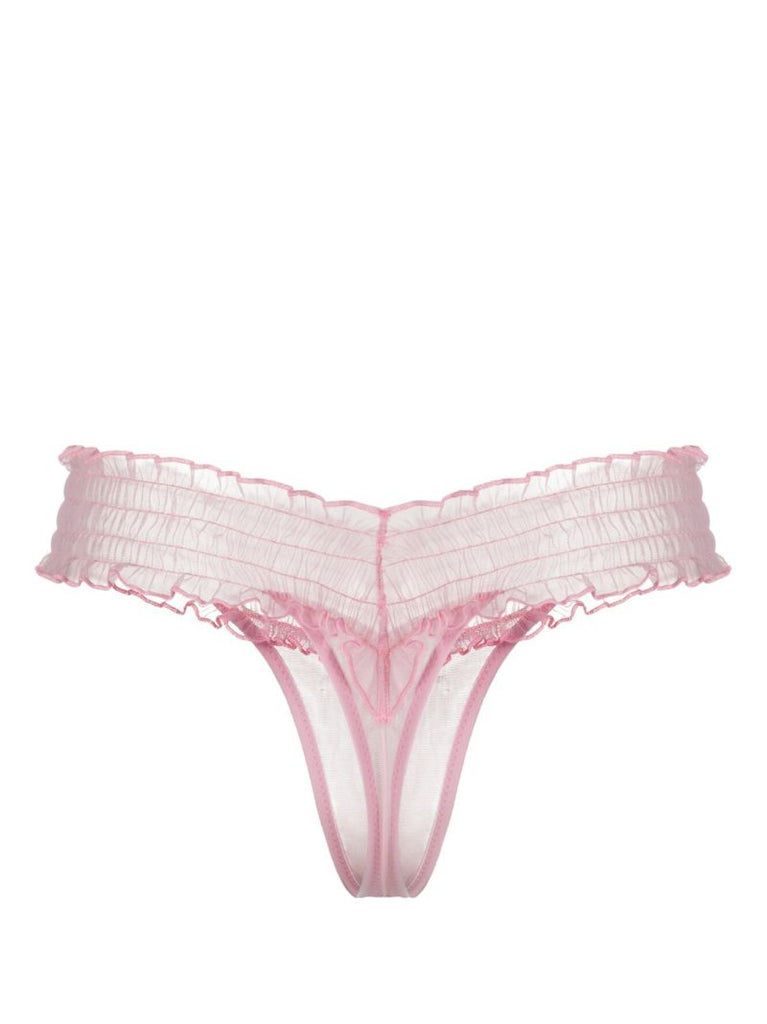 Pink Cirrus Shirred Thong
