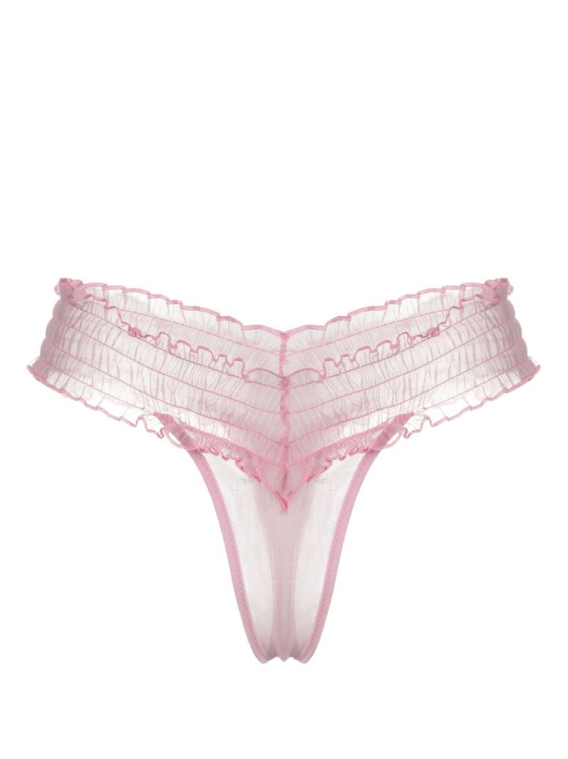 Pink Cirrus Shirred Thong