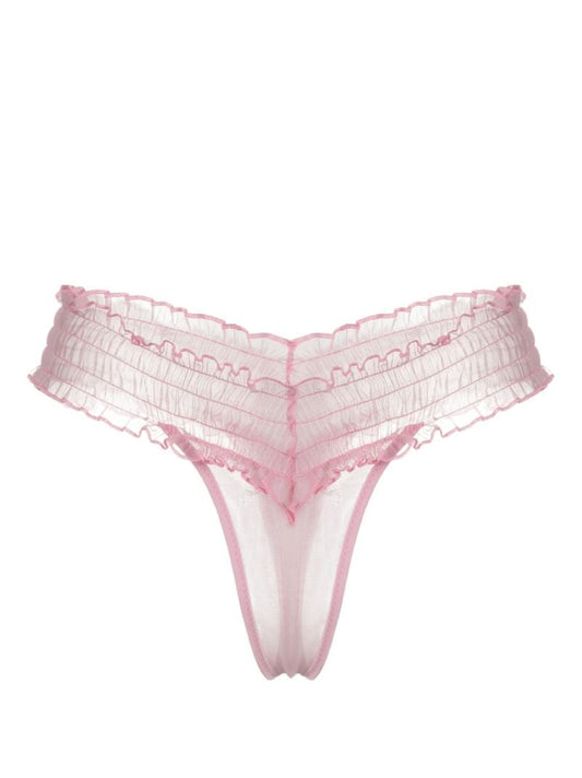 Pink Cirrus Shirred Thong