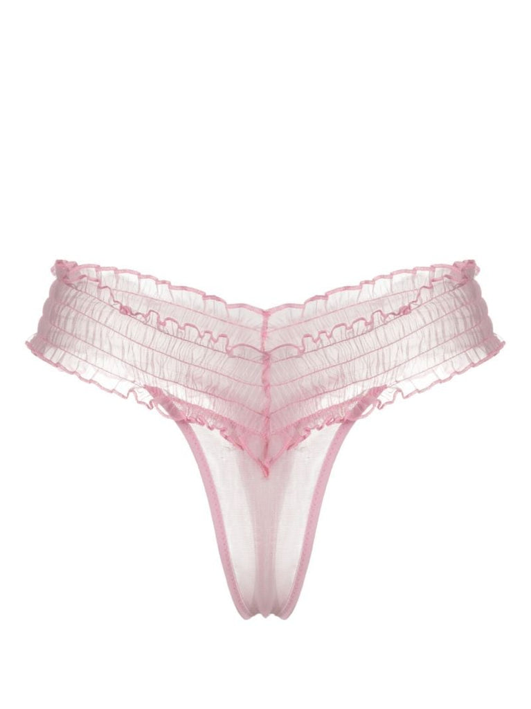 Pink Cirrus Shirred Thong