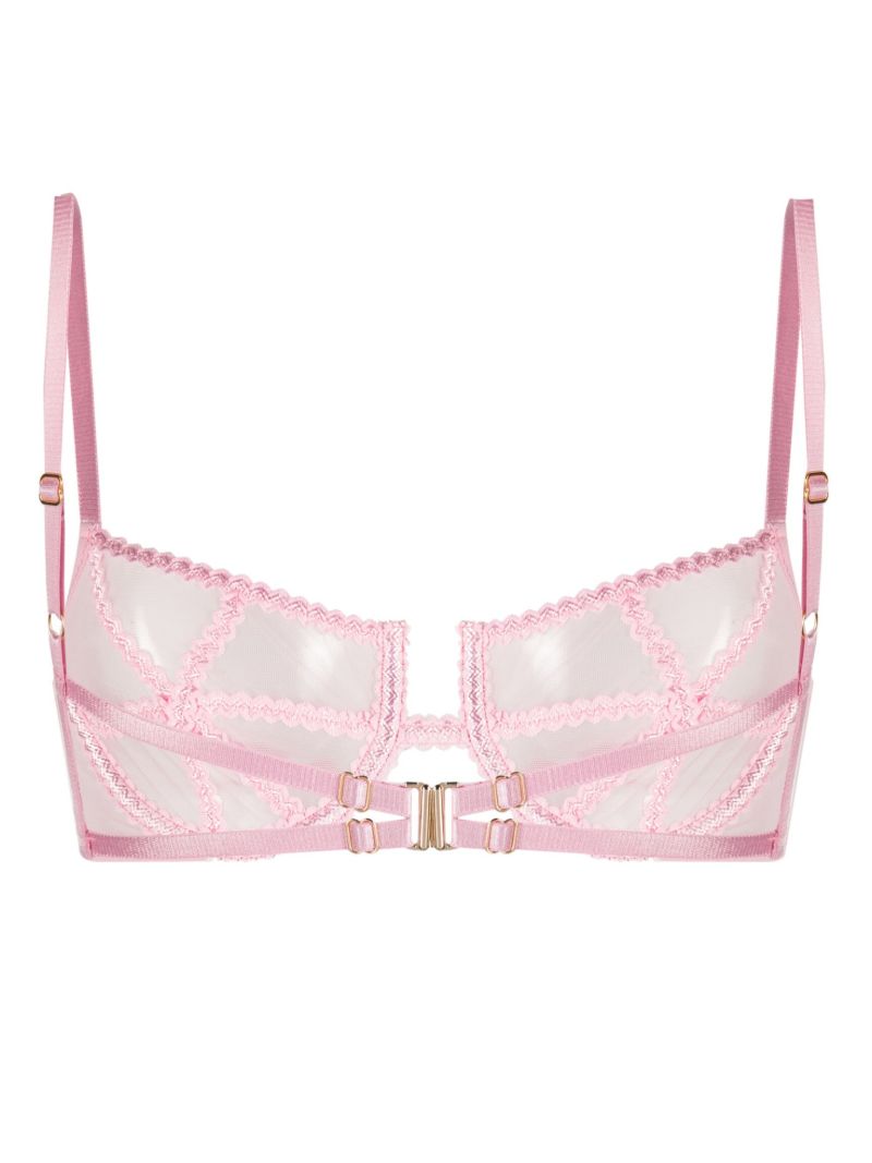 Pink Mesh Panelled Bra