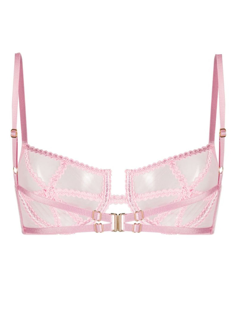 Pink Mesh Panelled Bra