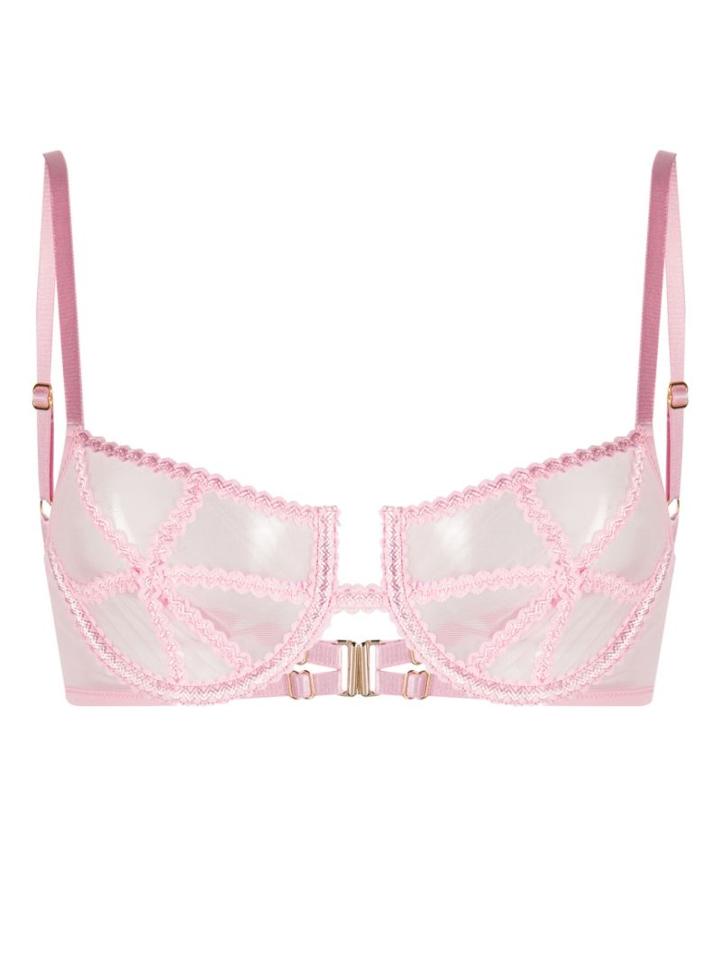 Pink Mesh Panelled Bra
