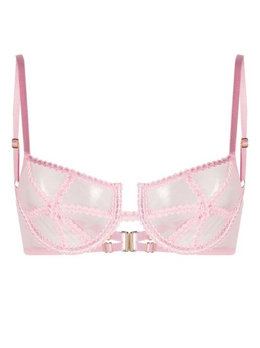 Pink Mesh Panelled Bra