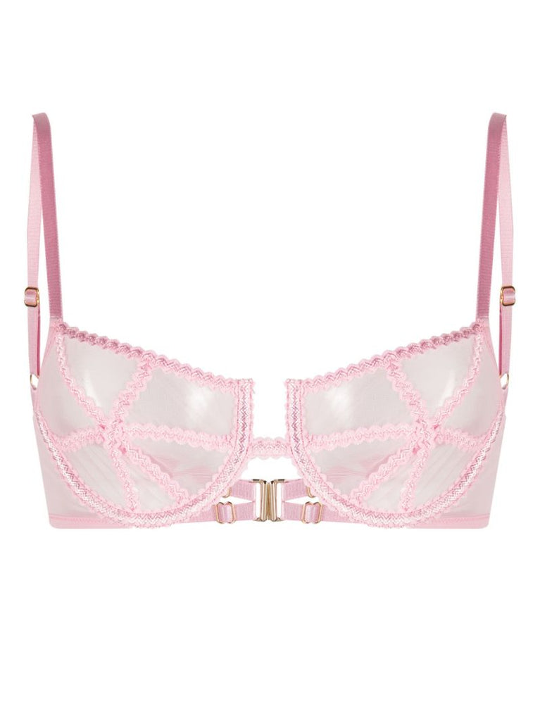 Pink Mesh Panelled Bra