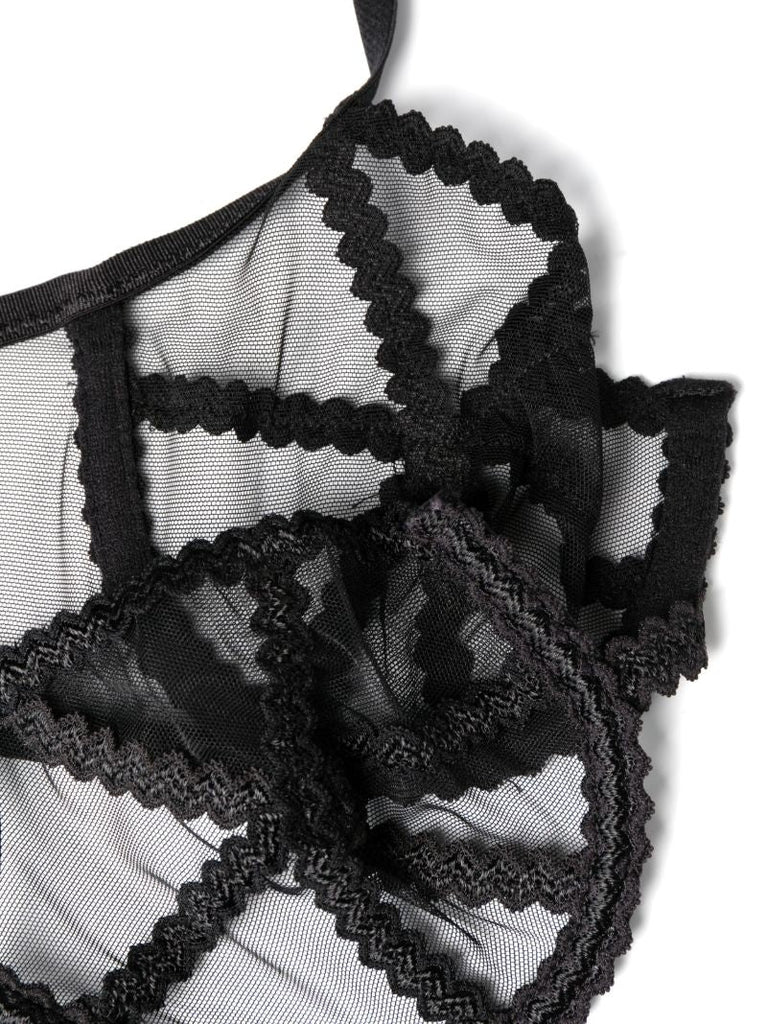 Black Mesh Panelled Bra
