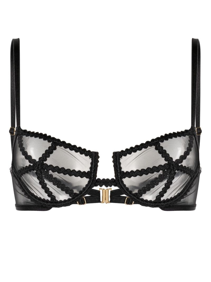 Black Mesh Panelled Bra