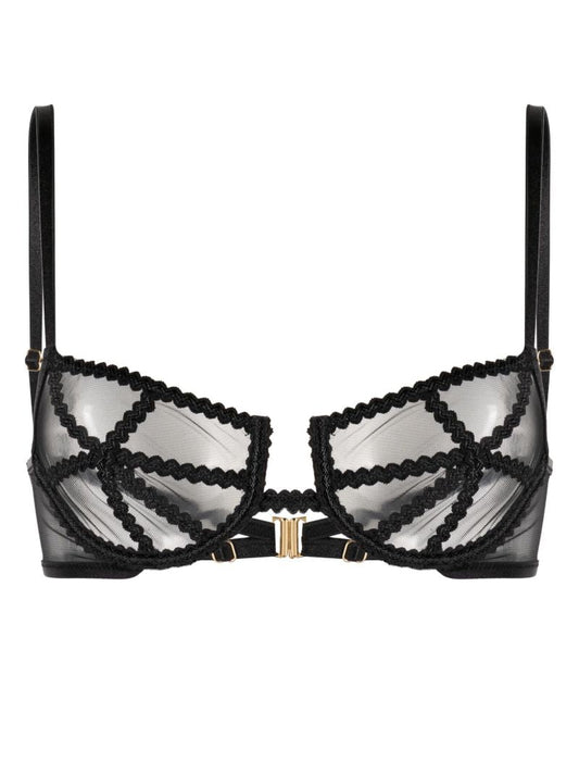 Black Mesh Panelled Bra
