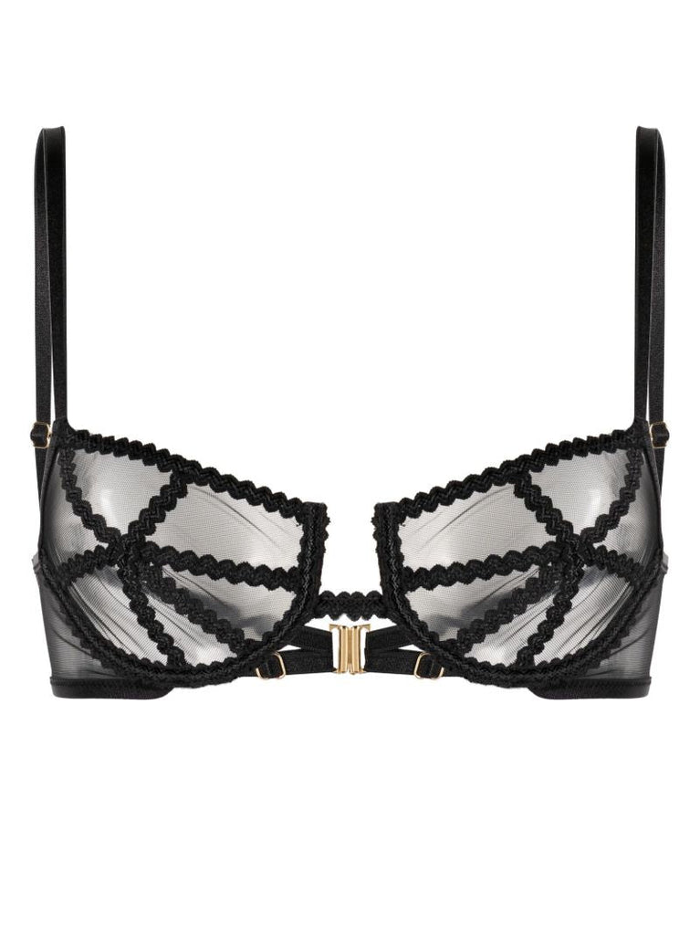 Black Mesh Panelled Bra