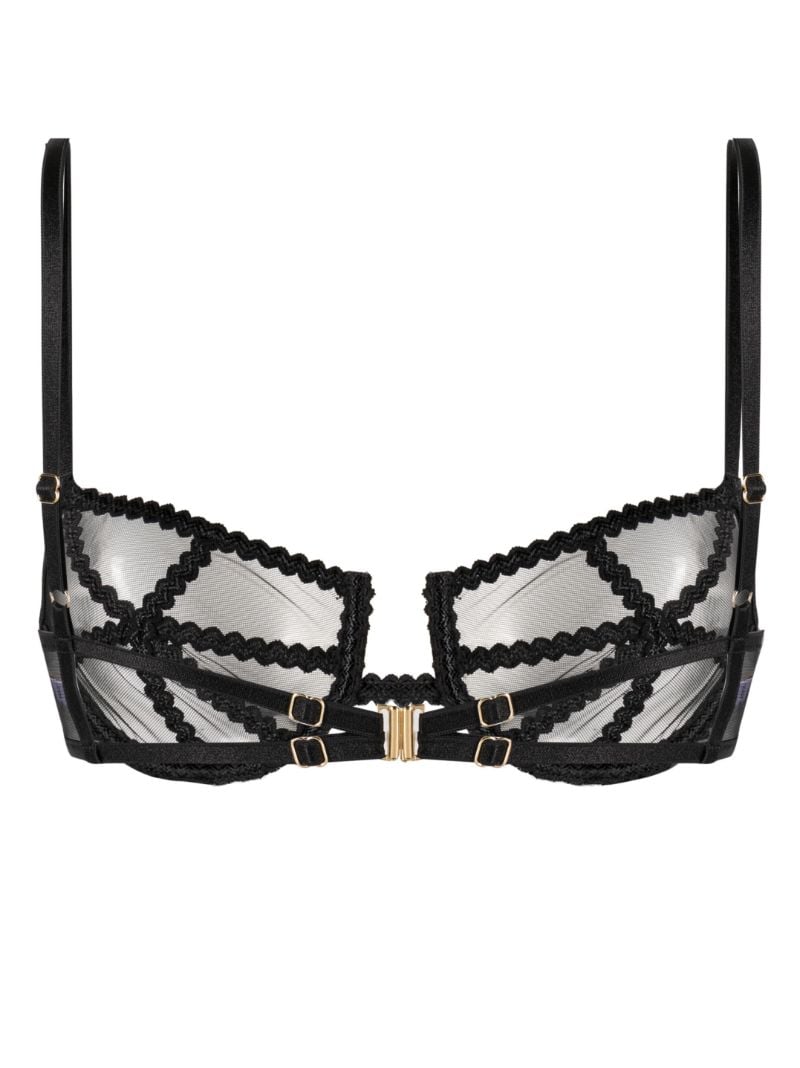 Black Mesh Panelled Bra
