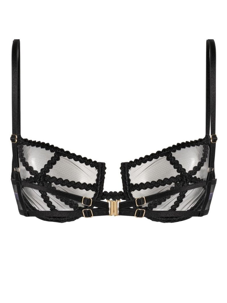 Black Mesh Panelled Bra