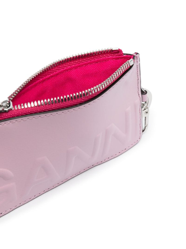 Pink Logo Embossed Zip Cardholder