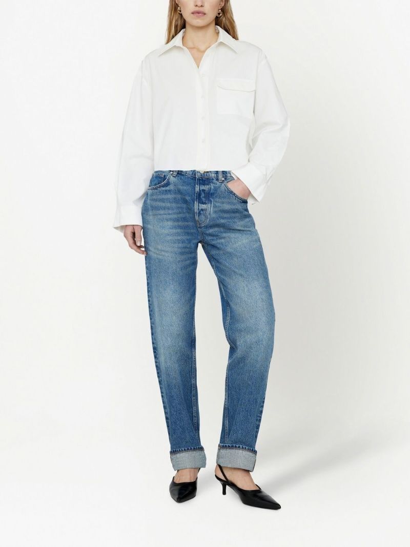 White Travis Cropped Cotton Shirt