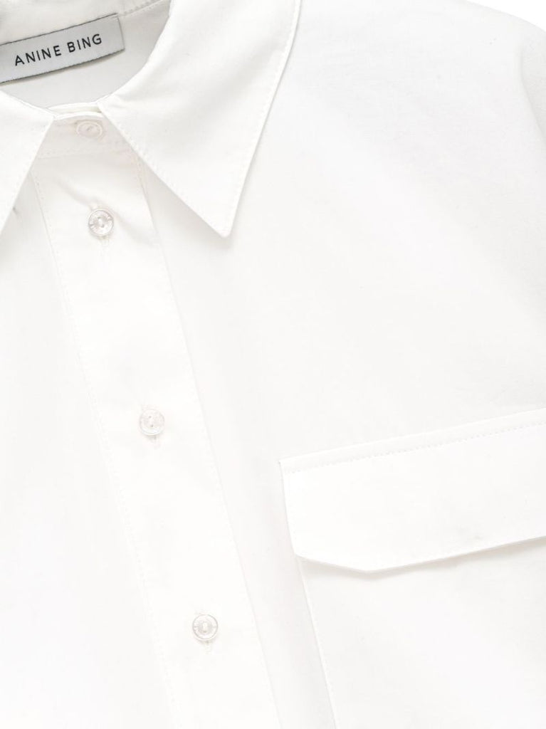 White Travis Cropped Cotton Shirt