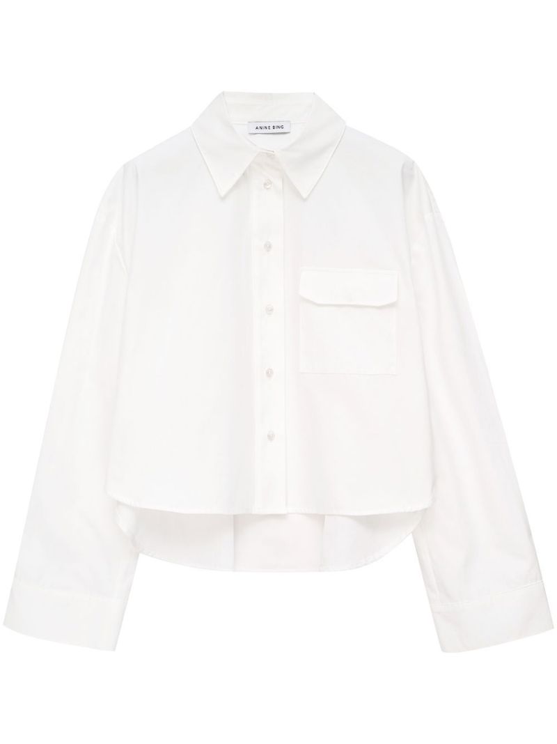 White Travis Cropped Cotton Shirt