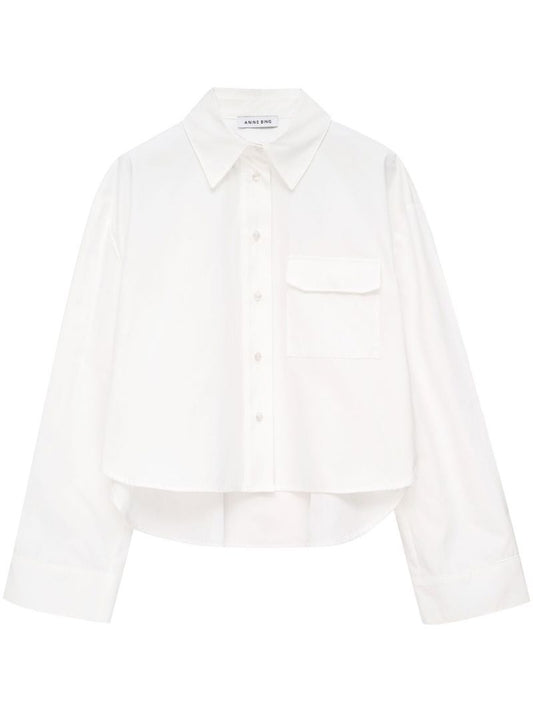 White Travis Cropped Cotton Shirt