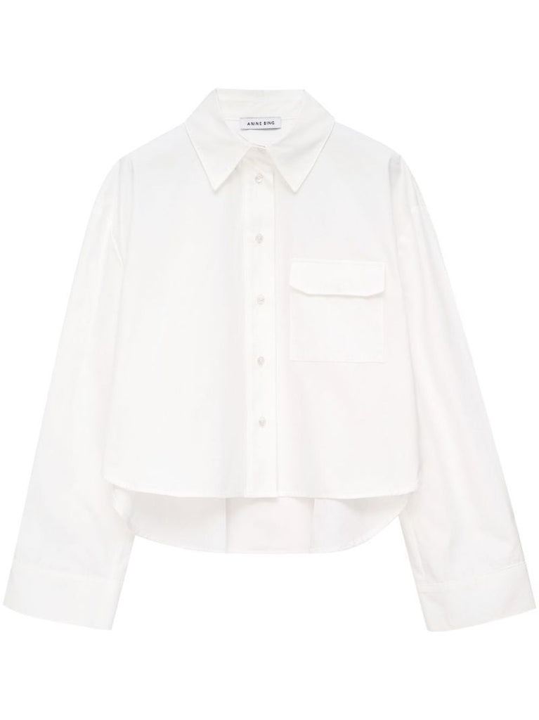 White Travis Cropped Cotton Shirt